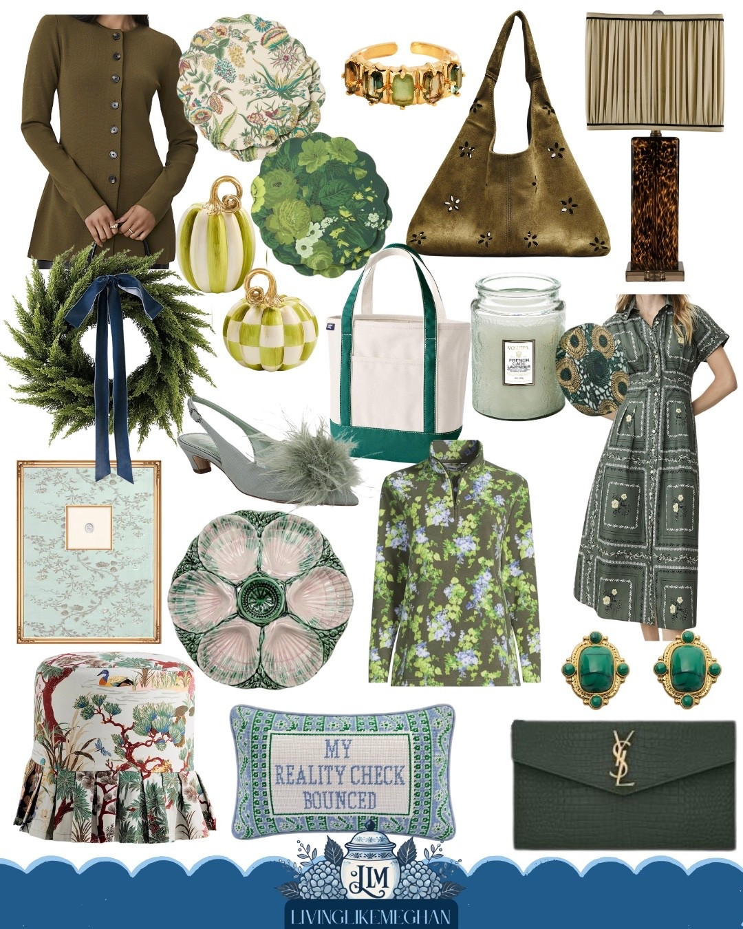 Give me all the rich green textures! 🌿 I put together a round-up of the dreamiest fall wardrobe pieces and traditional home finds. That oyster platter and striped pumpkin decor are such fun touches for seasonal entertaining, and I’m fully convinced olive green is the best neutral for autumn. Everything pictured is linked below for easy shopping! 💚

green home decor, fall outfit ideas, traditional style, ginger jar lamp, grandmillennial aesthetic, fall table setting, moss green fashion

#LTKSaleAlert #LTKHome #LTKSeasonal