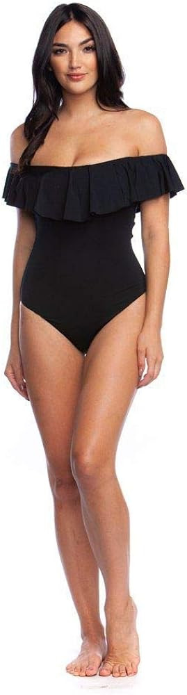 Trina Turk Women's Off Shoulder Ruffle Bandeau One Piece Swimsuit | Amazon (US)