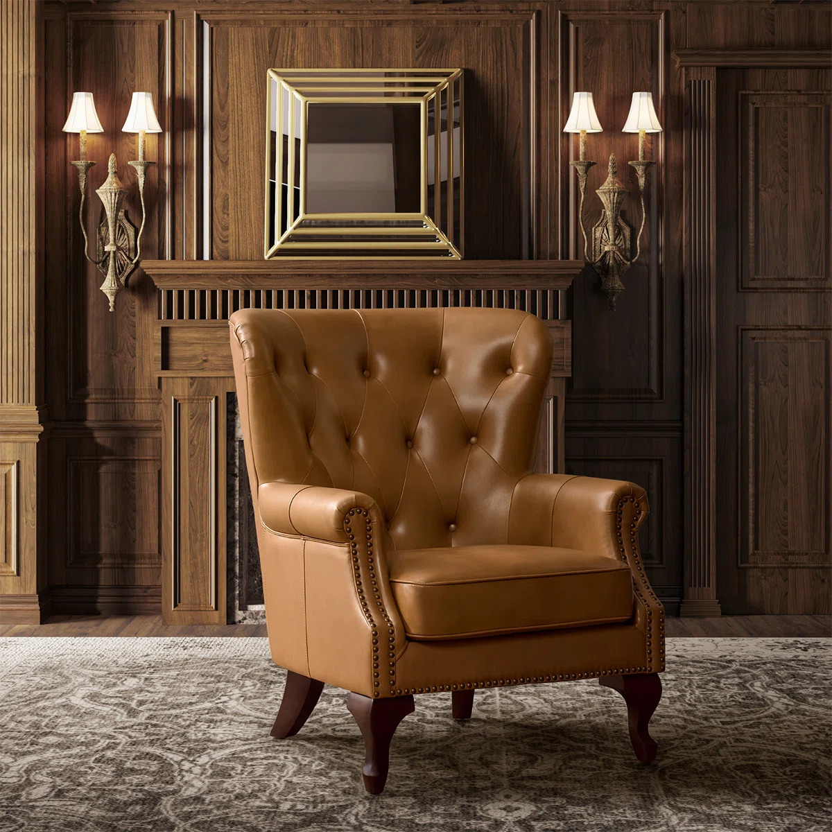 Ansumana 31.5 W Genuine Leather Armchair with Wing Back | Wayfair North America