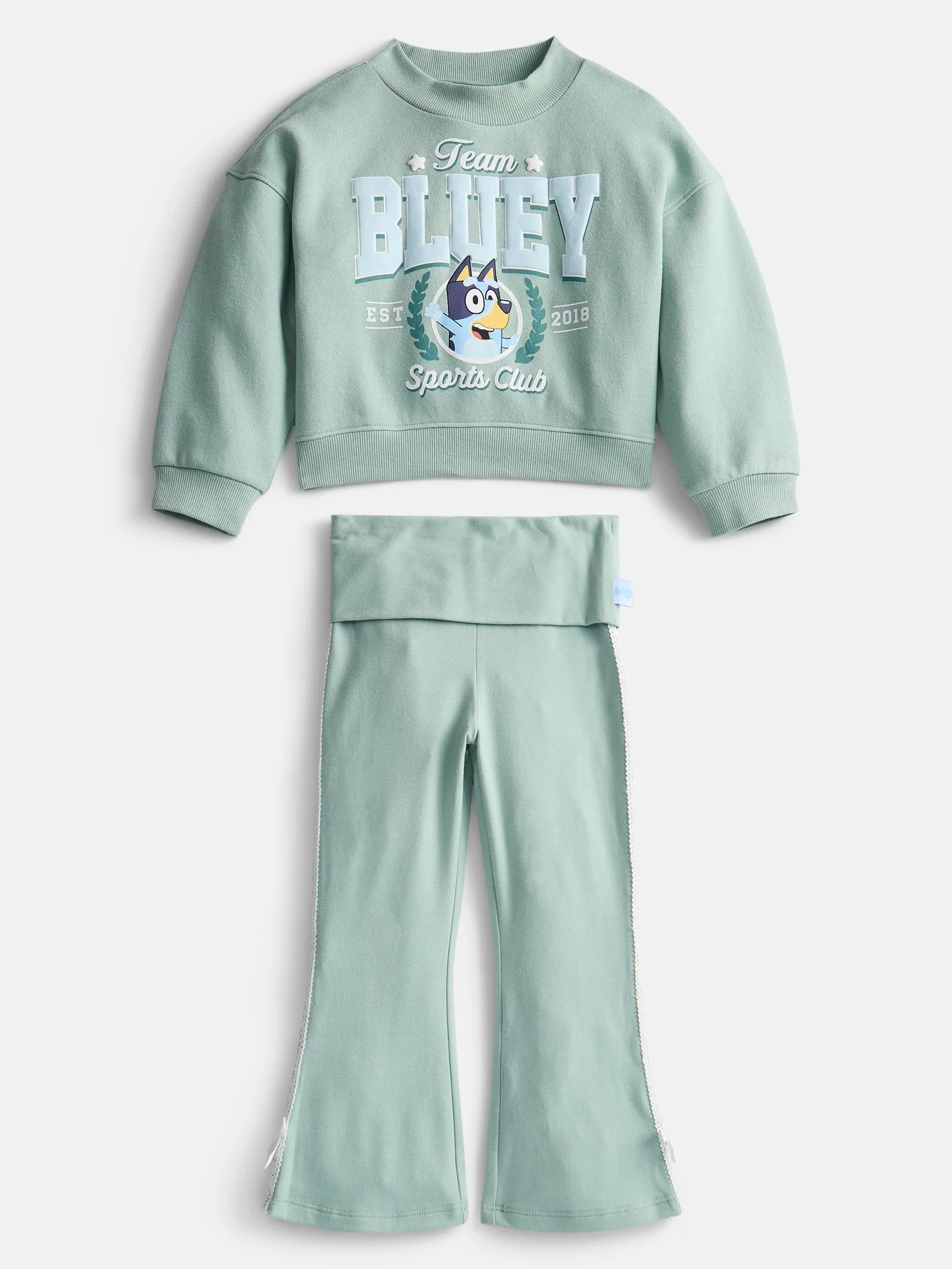 Bluey Toddler Girls Graphic Crewneck Sweatshirt and Foldover Leggings Set, 2 Piece, Sizes 12M-5T | Walmart (US)
