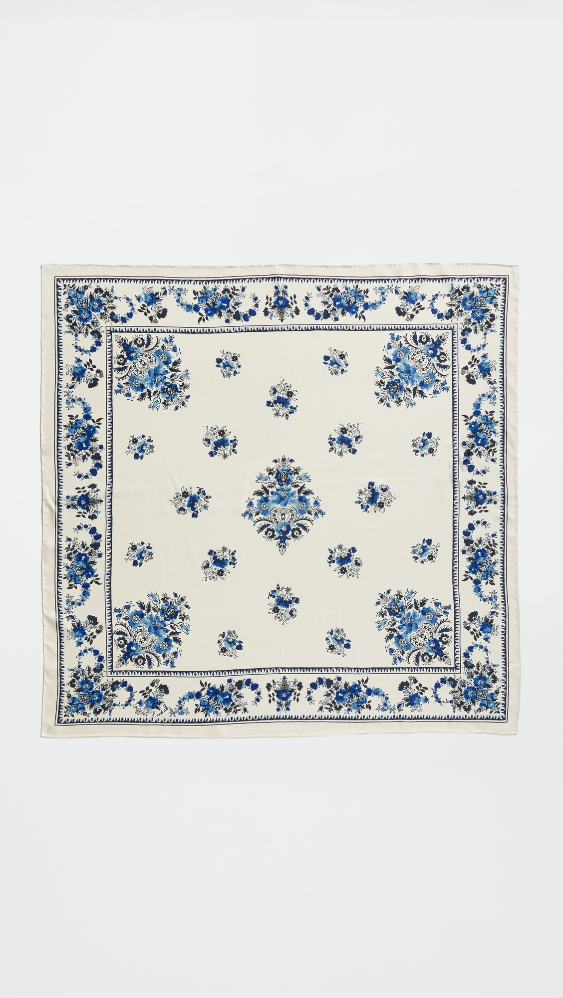 Loeffler Randall Beverly Silk Scarf Cream/Blue Silk One Size | Shopbop