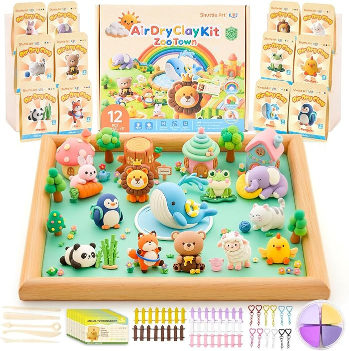 Shuttle Art Air Dry Clay for Kids - Zoo Town, 55 PCS Modeling Clay Kit with Sculpting Tools and T... | Amazon (US)