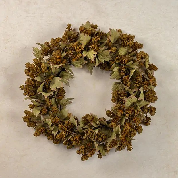 Fall Leaves and Green Hops Decorative Wreath | Antique Farm House