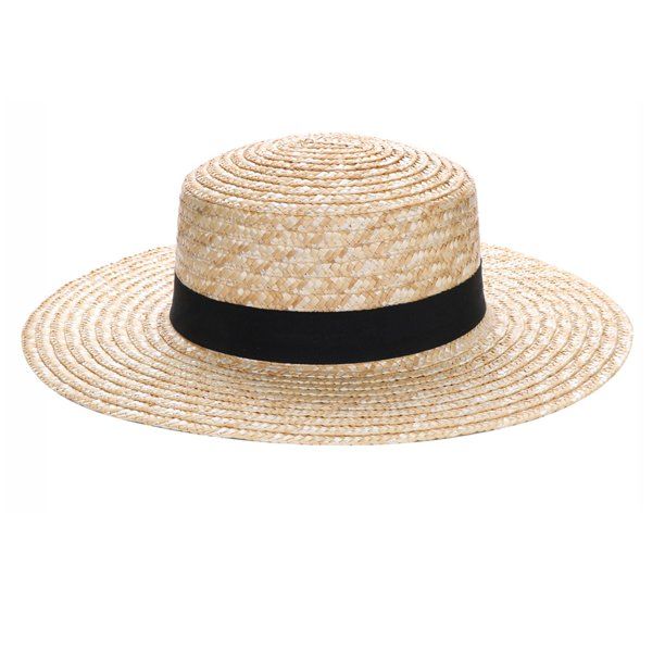 Natural Straw Boater Hat with Black Ribbon for Woman fits Small to Medium Head | Walmart (US)