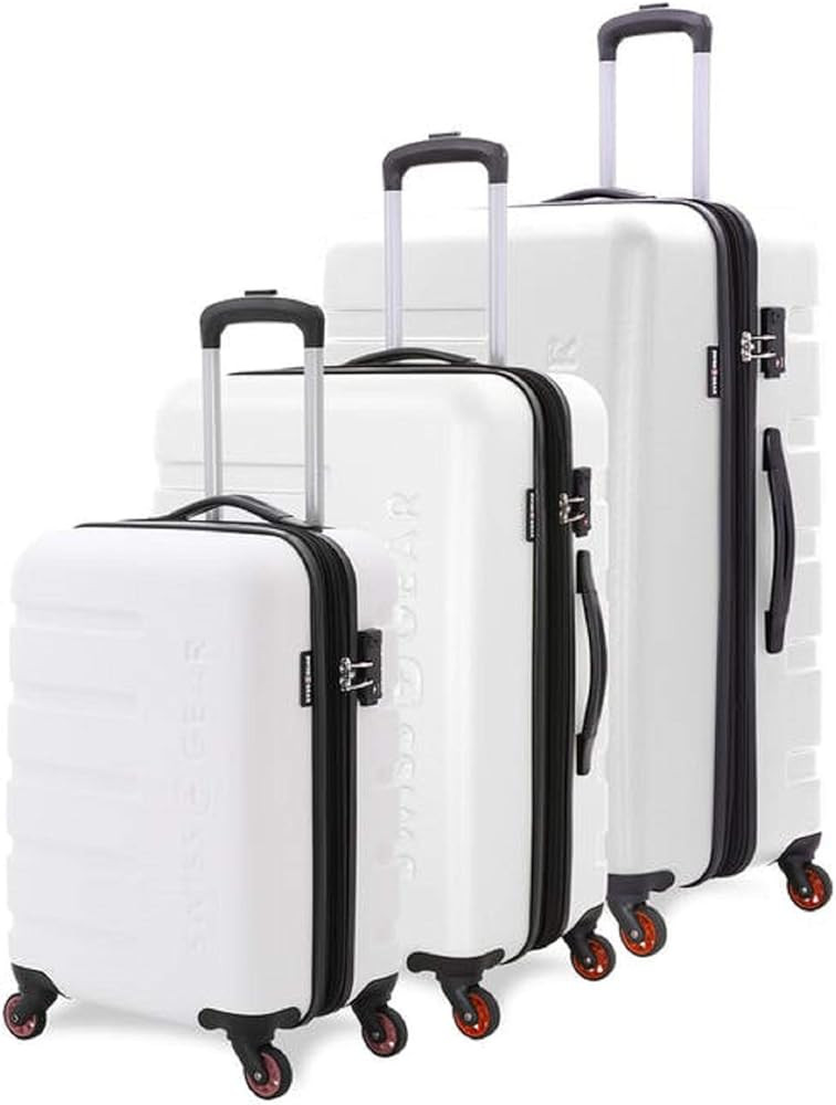 SwissGear 7366 Hardside Expandable Luggage with Spinner Wheels, White, 3-Piece Set (19/23/27) | Amazon (US)