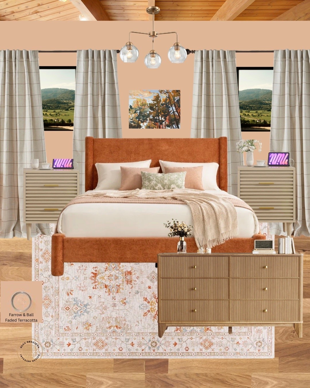 Summer bedroom design, fresh paint color, orange upholstered bed, fluted nightstands and dresser. #homedecor #bedroomdesign

#LTKSeasonal #LTKmomlife #LTKSaleAlert