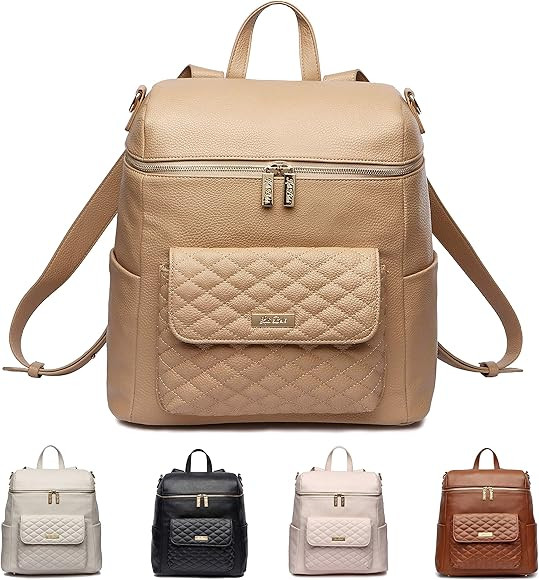 Monaco Large Diaper Bag Backpack by Luli Bebe - Designer Modern Vegan Leather Stylish Baby Backpa... | Amazon (US)