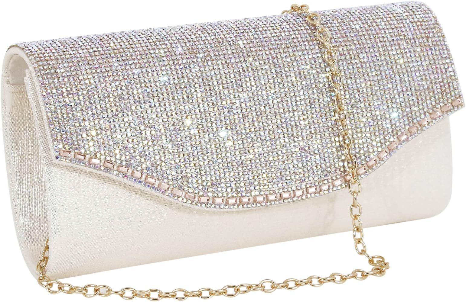 Womens Evening Envelope Bag Handbag Clutch Purse Shiny Sequins Fabric Material for Wedding Party Pro | Amazon (US)