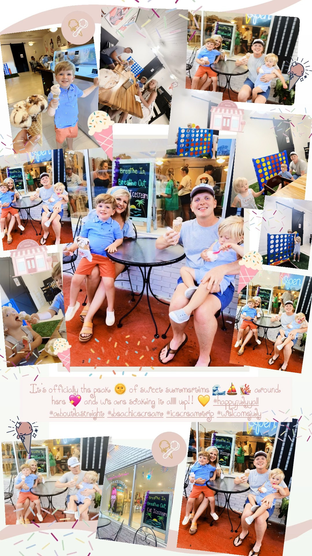 It’s officially the peak 🌞 of sweet summertime 🌊⛵️🪸 around here 💖 and we are soaking it alllll up!! 💛 #happyjulyyall #aboutlastnight #beachicecream #icecreamtrip #welcomejuly