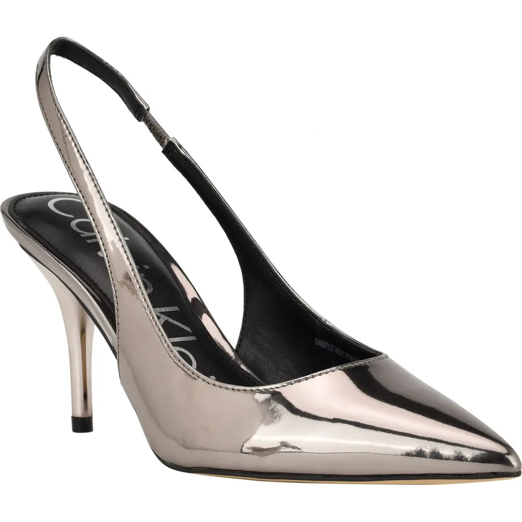 Calvin Klein Cinola Slingback Pointed Toe Pump in Pewter at Nordstrom, Size 7.5 | Nordstrom
