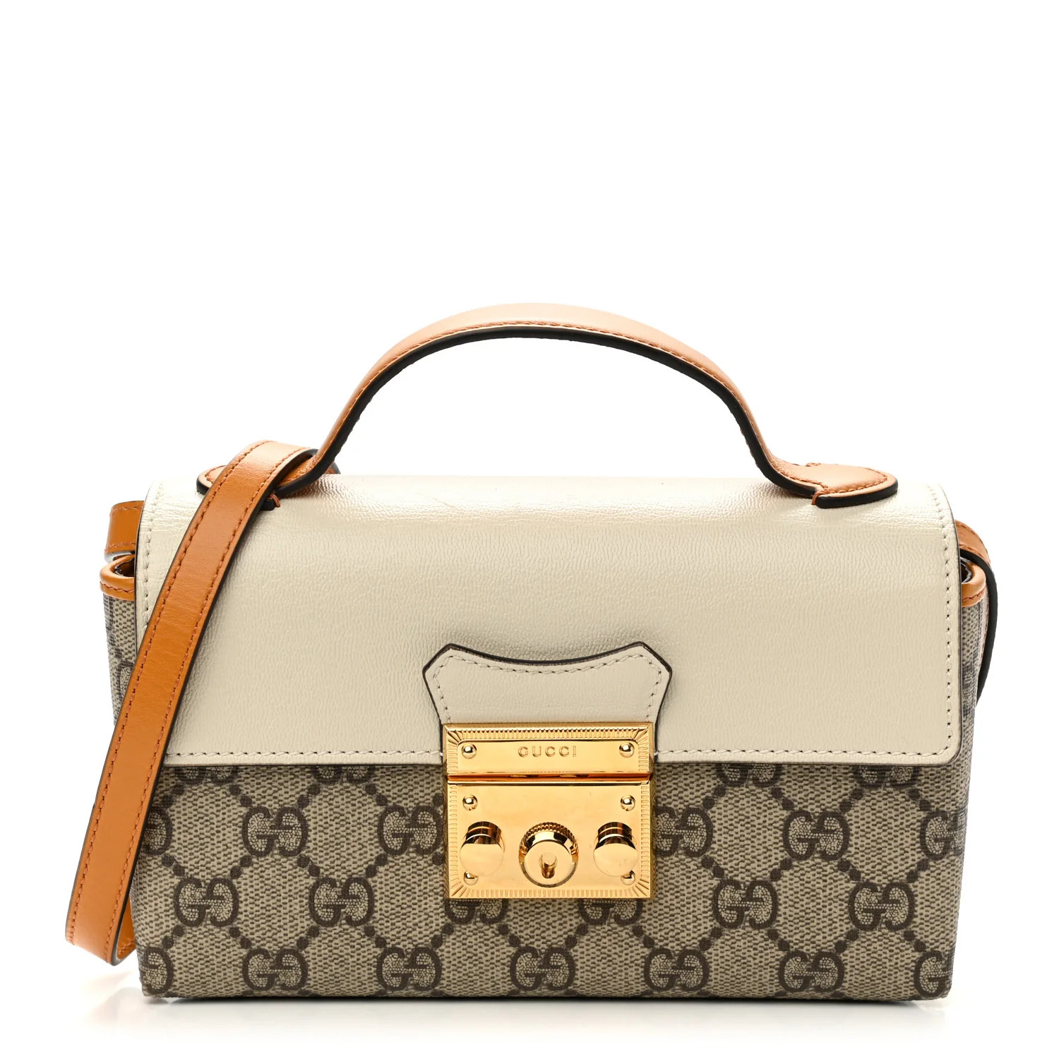 GUCCI GG Supreme Monogram Calfskin Mini Padlock Shoulder Bag Beige Mystic White Sun Oil | FASHION... | Fashionphile