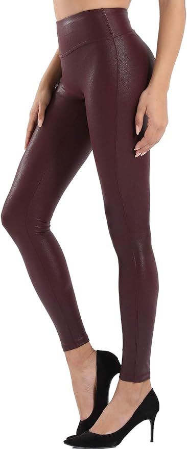 Retro Gong Womens Faux Leather Leggings Stretch High Waisted Pleather Pants | Amazon (US)