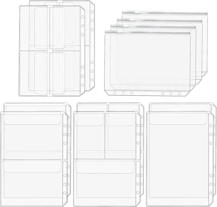 Premium Clear Binder Zipper Folders - 12PCS A5 Size 6 Holes Binder Inserts, Document Filing Bags ... | Amazon (US)