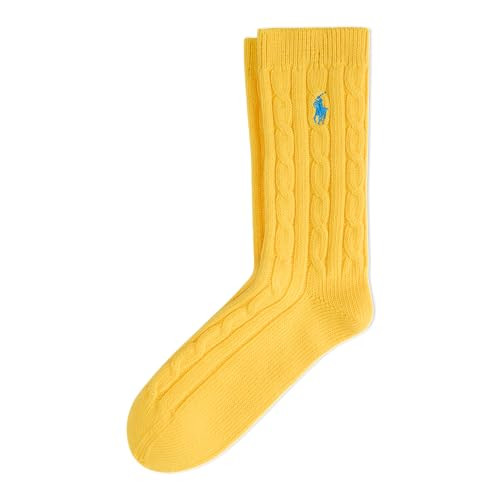 Polo Women's Seasonless Cable Crew Sock 1 Pair Pack, Yellow, Women's Shoe Size: 4-10 | Amazon (US)