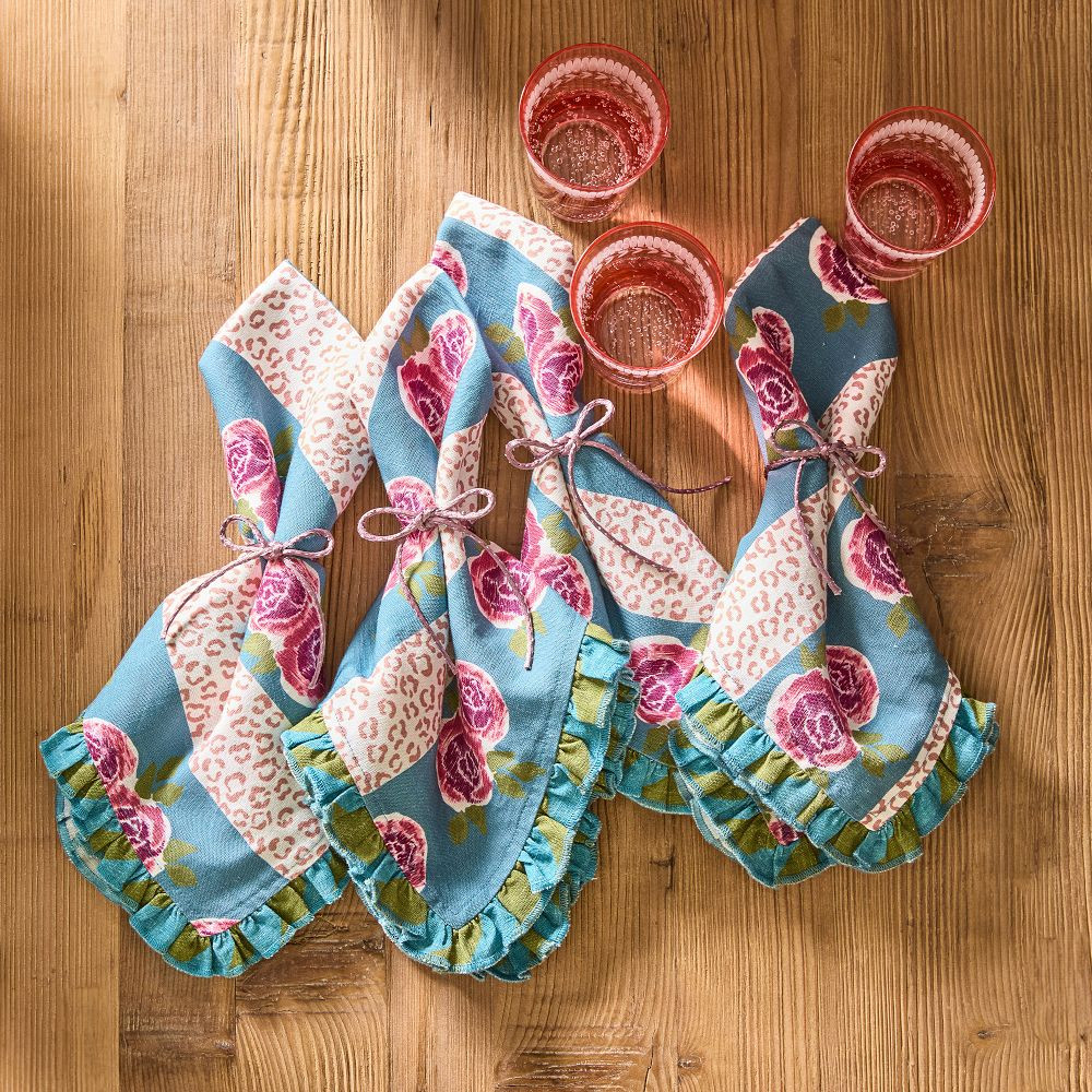 PRE-ORDER Ella Leopard Print Napkin, Set of 4 | GreenRow
