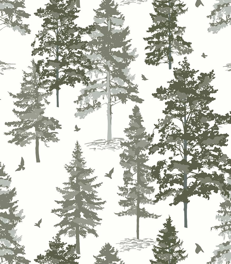 Timeet Peel and Stick Wallpaper Green Contact Paper 16.14"x393.7" Dark Green Forest Wallpaper Rem... | Amazon (US)