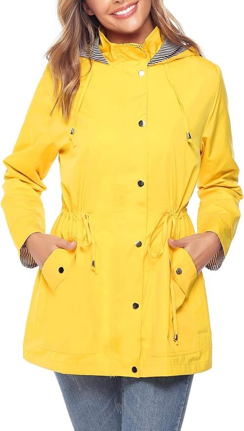 iClosam Women Raincoats Waterproof Rain Jacket Lightweight Hood Lining Jacket Windbreaker | Amazon (US)