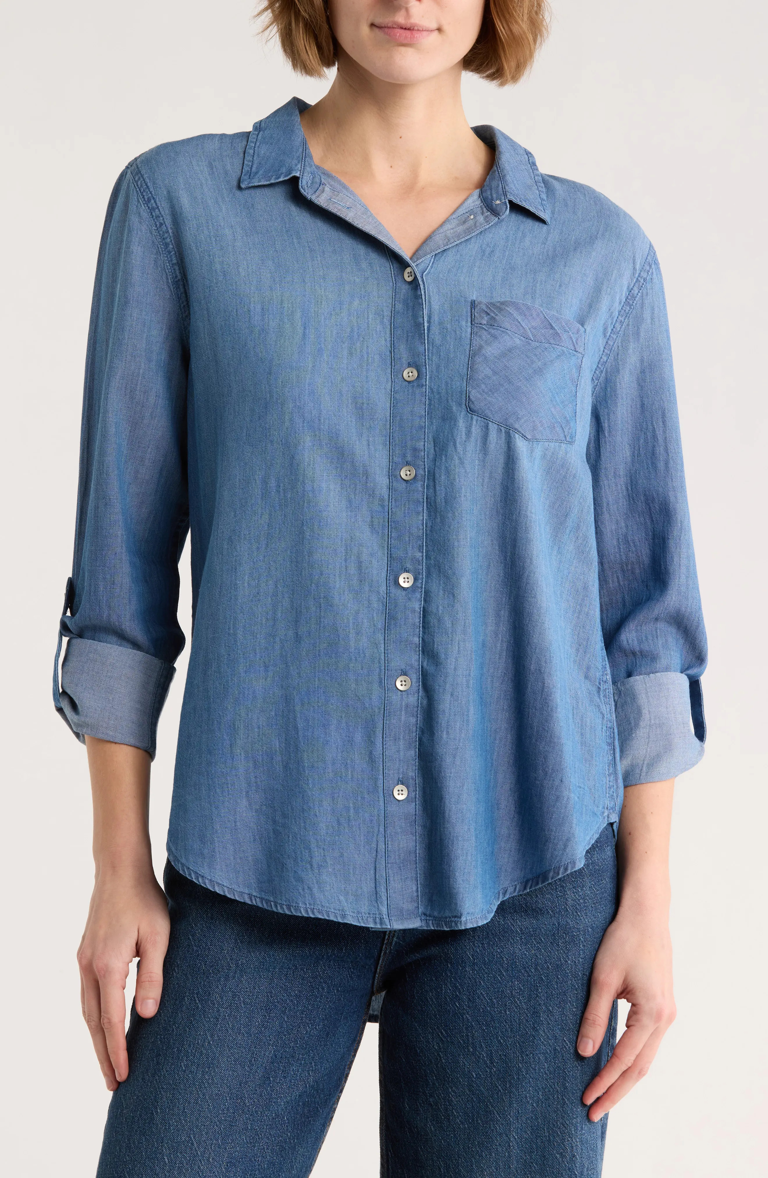 Caslon\u00ae Casual Chambray Button-Up Shirt (Women) | Nordstromrack | Nordstrom Rack