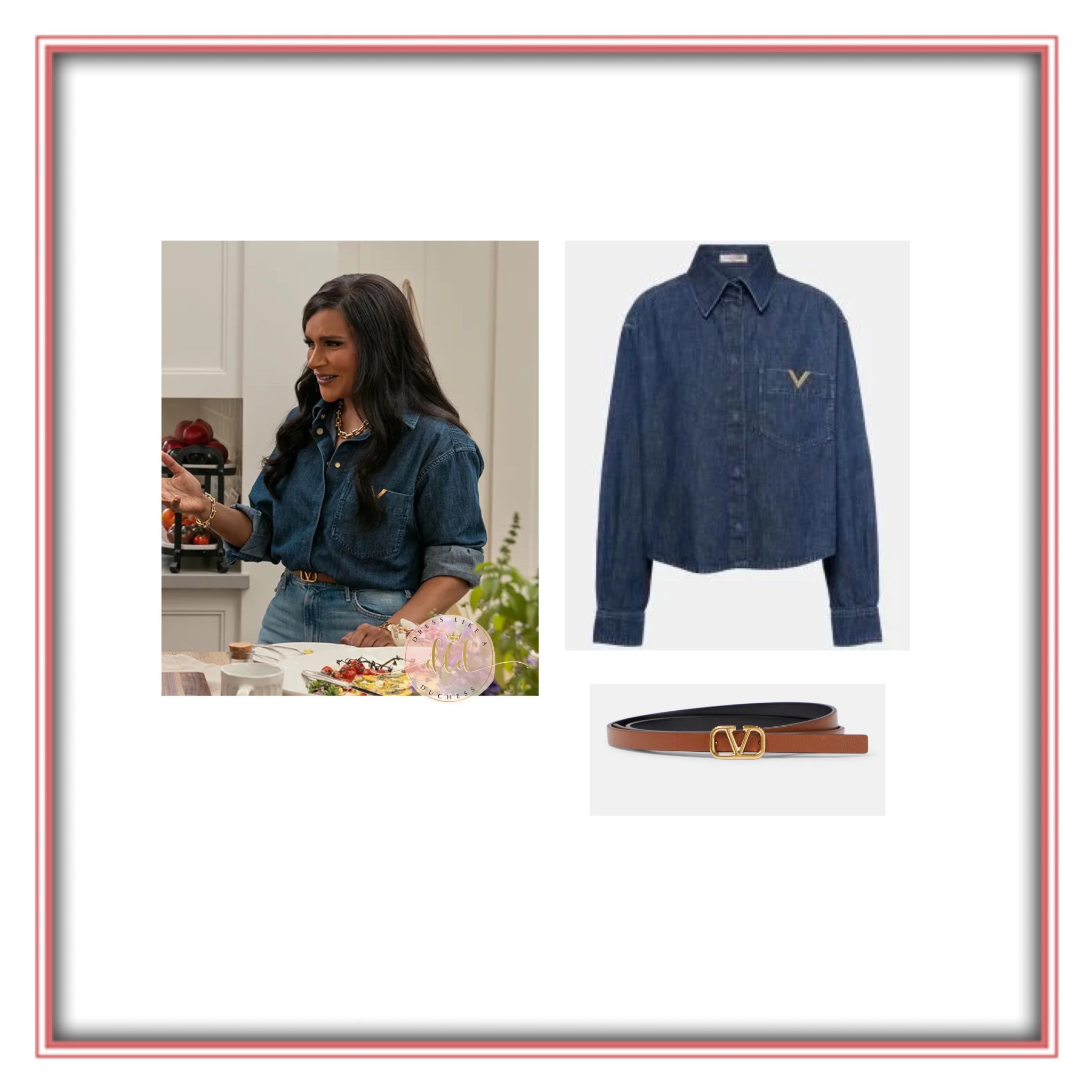 Mindy Kaling in With Love, Meghan in Valentino shirt and belt 