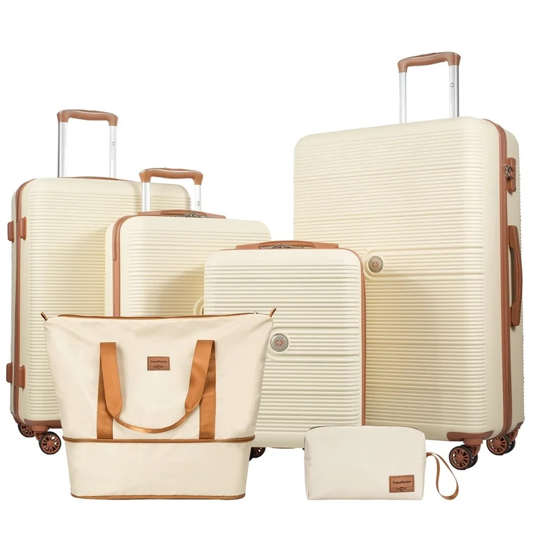 Travelhouse 6 Piece Hardshell Luggage Set Lightweight Suitcase with TSA Lock and Spinner Wheels a... | Walmart (US)
