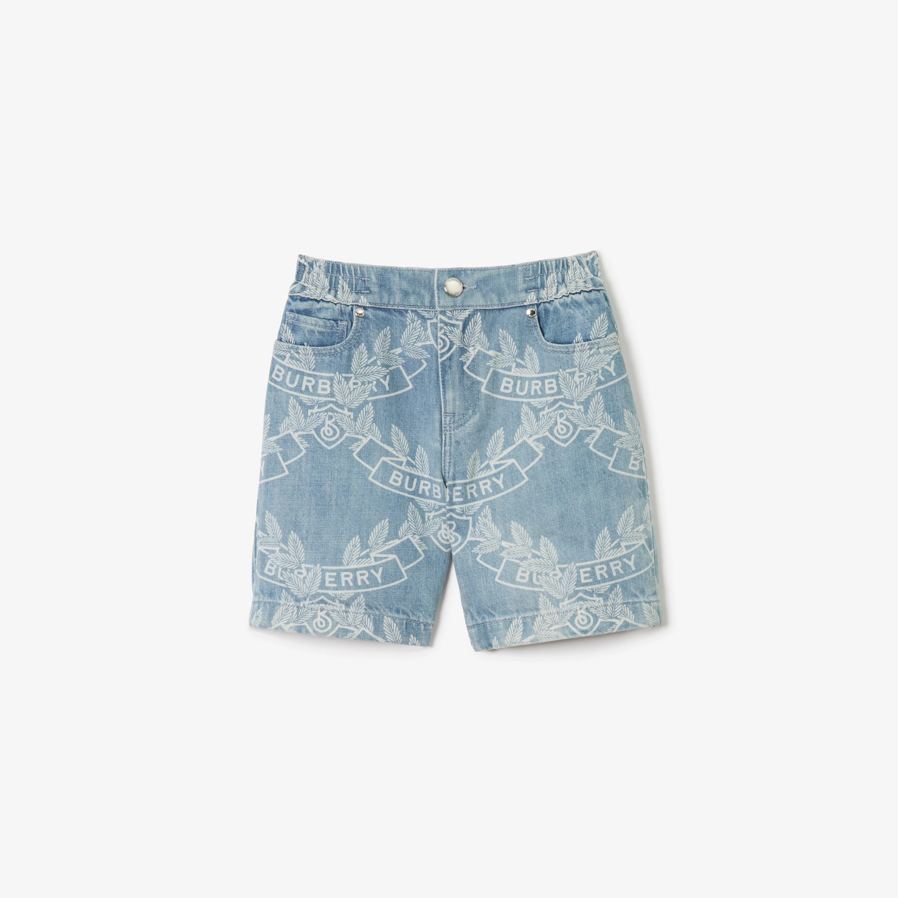 Oak Leaf Crest Japanese Denim Shorts in Pale Blue | Burberry® Official | Burberry (UK)