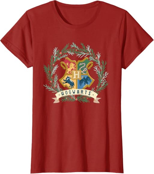 Harry Potter Hogwarts Shield Christmas Wreath T-Shirt | Amazon (US)