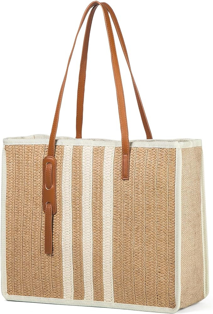 YIKOEE Large Straw Tote Bag: Summer Straw Handbags for Vacation | Amazon (US)