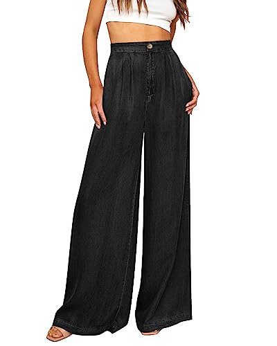 GRAPENT Black Pants Women Black Work Pants Women Black Pants Black Work Pants Black Palazzo Pants for Women Dressy Black Wide Leg Jeans Color Soft Black Size S Small Size 4 Size 6 | Amazon (US)