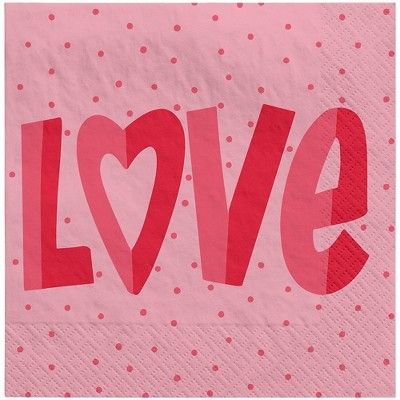30ct Valentine's Day 'Love' Beverage Napkins Pink - Spritz™ | Target