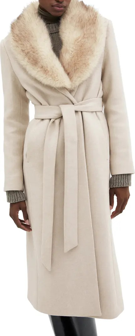 MANGO Wool Blend Coat with Removable Faux Fur Collar | Nordstrom | Nordstrom