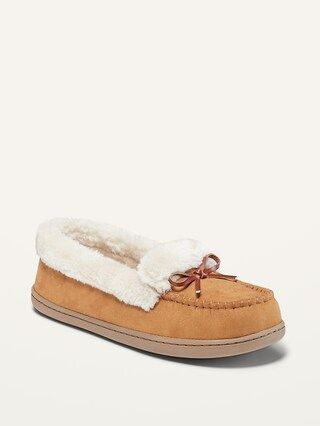 Water-Repellent Faux-Fur-Lined Moccasin Slippers for Women | Old Navy (US)