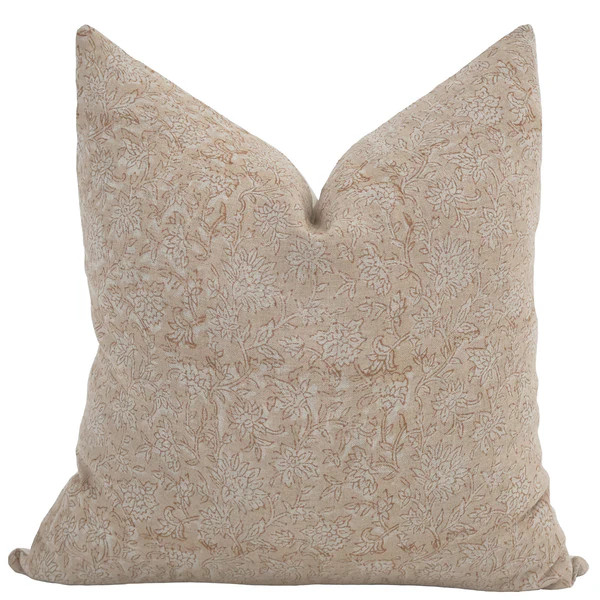 Precious Pink Floral Block Print Pillow Cover 14"x20" | Hackner Home (US)