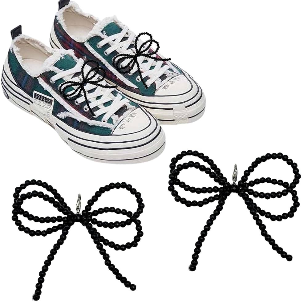 2 pcs Pearls Bowknot Shoe Decoration Charms for Sneakers Dress Shoes Elegant Buckle Pearl Beaded ... | Amazon (US)
