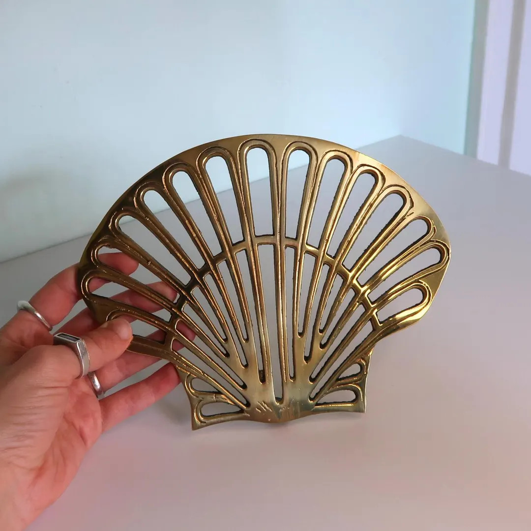 Vintage Brass Shell Trivet | Andrea by Sadek With Original Box | Coastal Brass Hot Plate | Mid Ce... | Etsy (US)