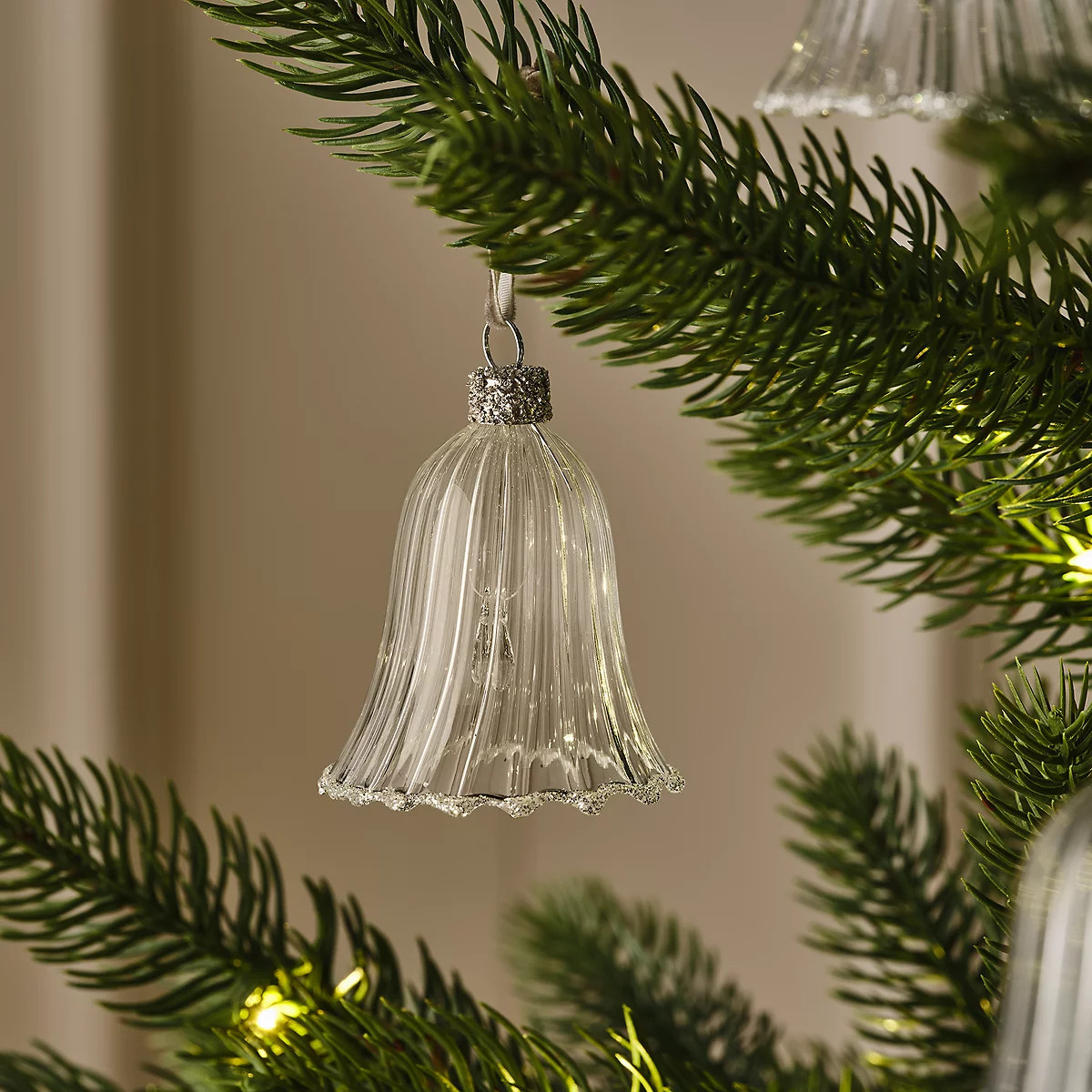 Glass Glitter Bell – 6cm | The White Company UK & ROW