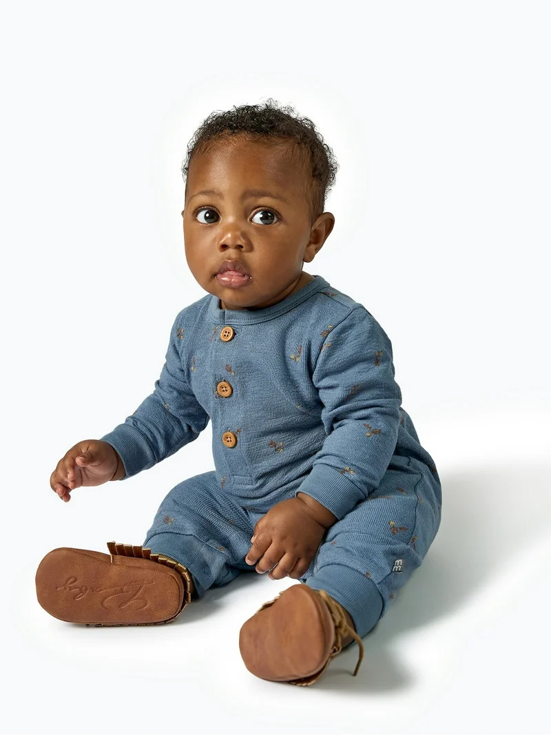 Modern Moments by Gerber Baby Boy Long Sleeve Slouch Romper, Sizes 0/3 Months - 24 Months | Walmart (US)