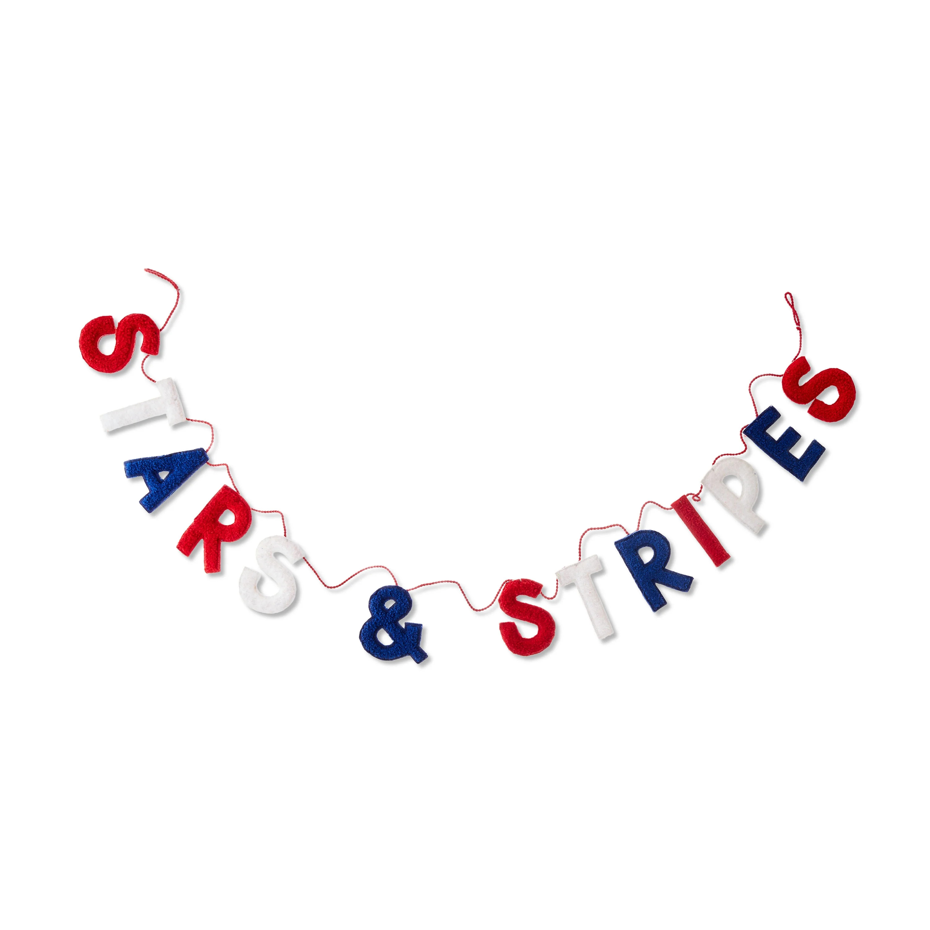 Patriotic Stars & Stripes Fabric Garland, Red/White/Blue, 6', by Way To Celebrate | Walmart (US)