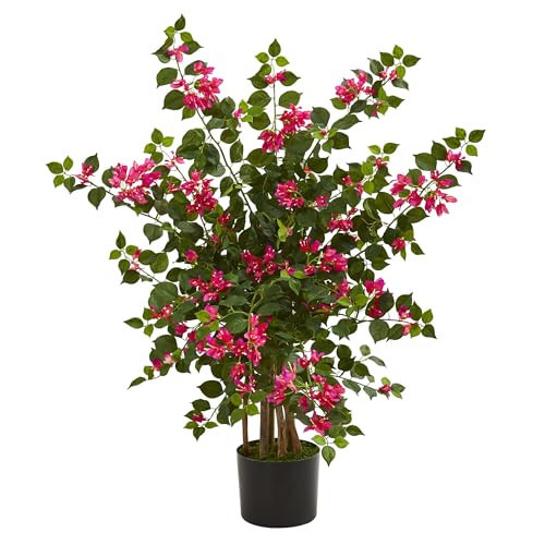 Nearly Natural 42in Artificial Bougainvillea Tree, Faux Flowering Plant With Planter, Indoor Home Office Decor, Low Maintenance, Pink and Green | Amazon (US)