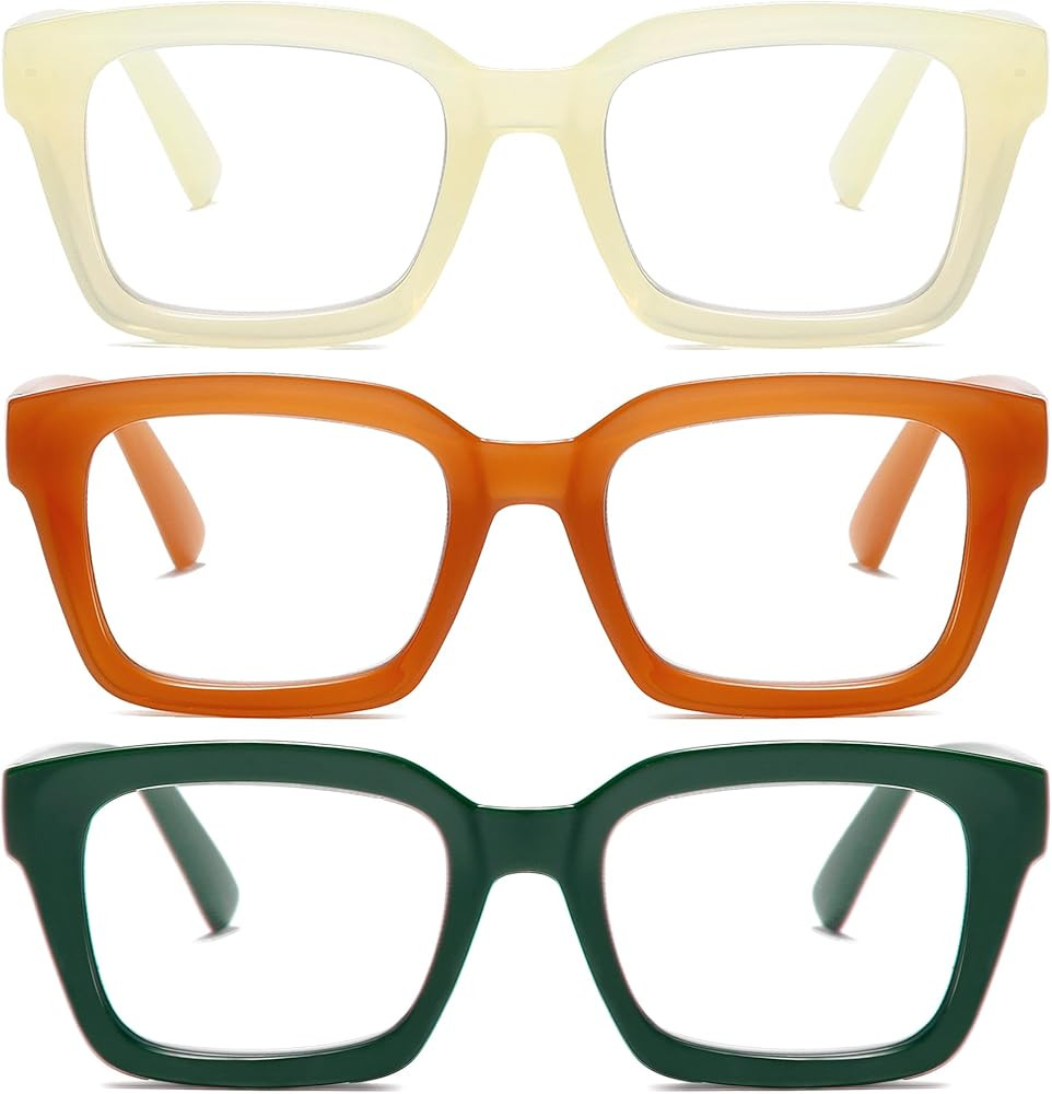 Readers for Women Fashion Style Square Reading Glasses with Spring Hinge Blue Light Blocking for ... | Amazon (US)