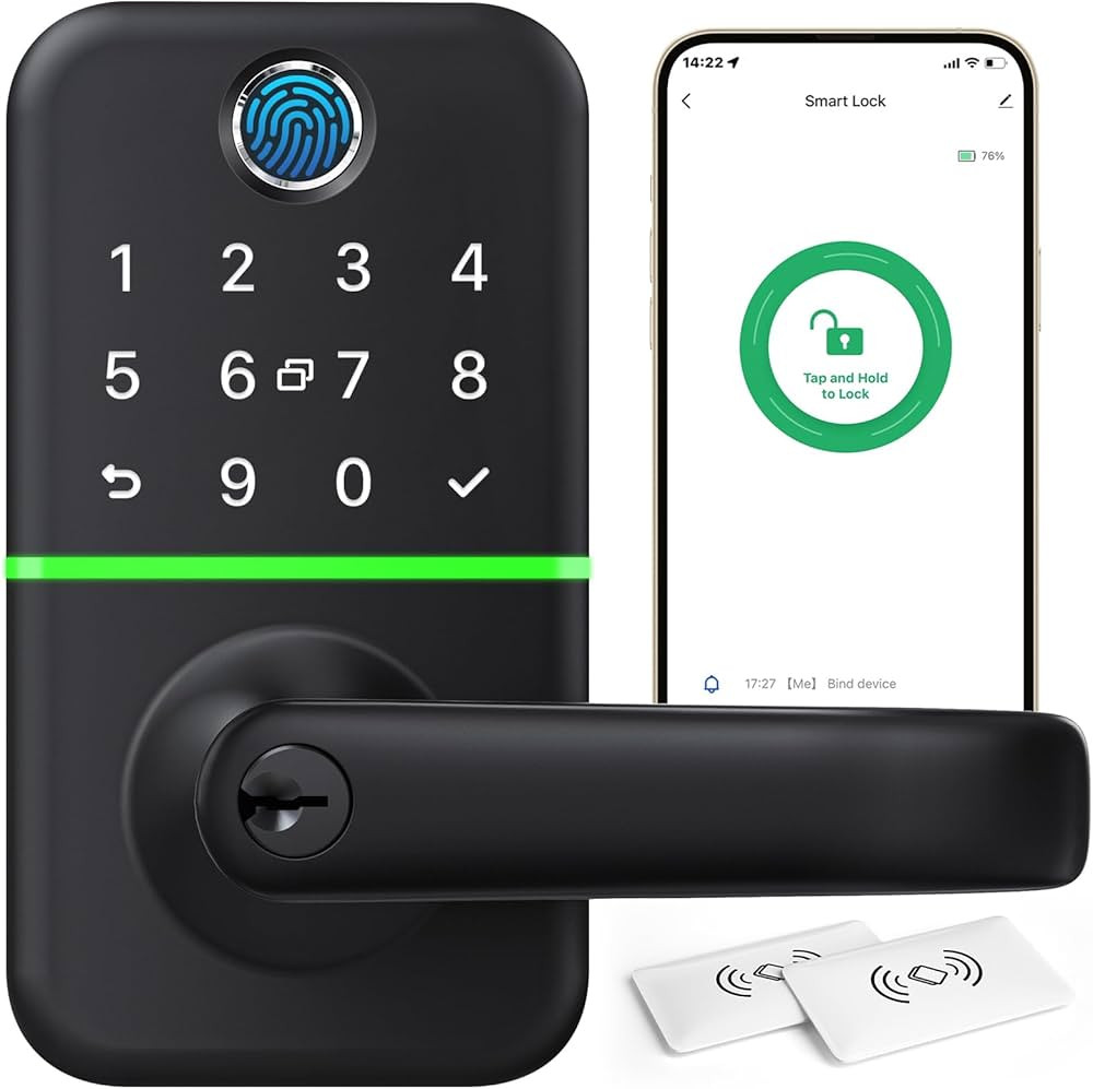 Keypad Smart Door Lock with Handle: Kucacci Keyless Entry Digtal Fingerprint IP66 Waterproof Wi-F... | Amazon (US)