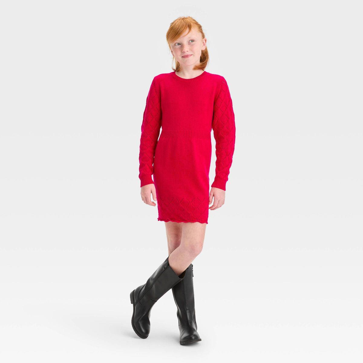 Girls' Crochet Long Sleeve Sweater Dress - Cat & Jack™ | Target