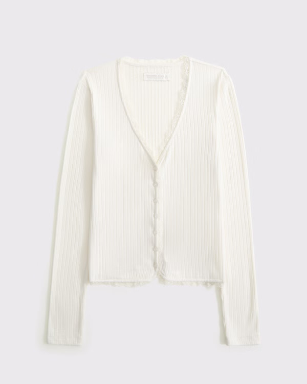 Women's Long-Sleeve Lounge Button-Through Top | Women's Sleepwear & Loungewear | Abercrombie.com | Abercrombie & Fitch (US)