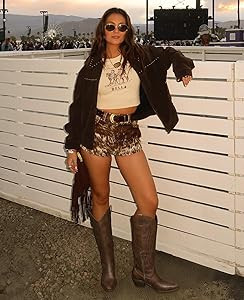 Pasuot Western Cowboy Boots for Women - Knee High Wide Calf Cowgirl Boots, Slip On Pointed Toe Ch... | Amazon (US)