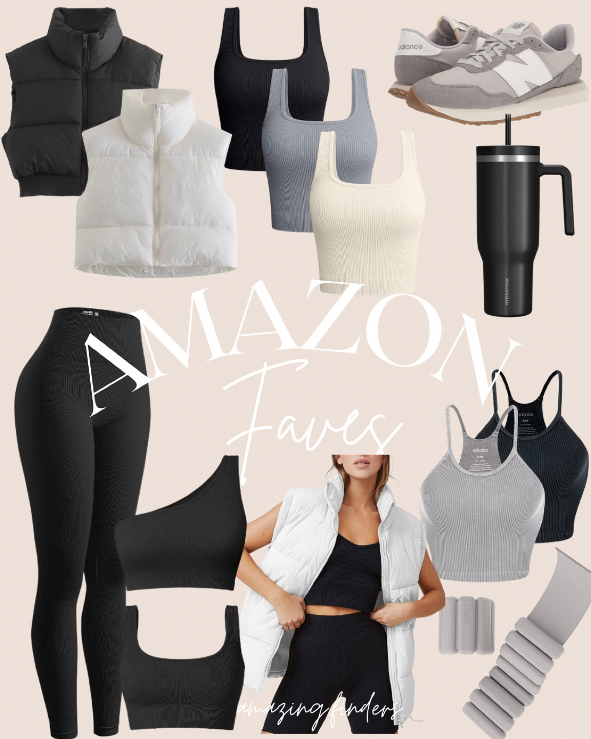 Amazon workout 
Workout favorites
Workout sets 
Sports bras 
Water bottles 
Puffer vest 
New balance shoes 
Wrist weights 
Workout sets

#LTKunder50 #LTKstyletip