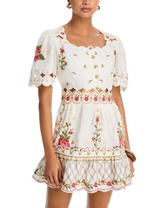 Floral Embroidered Short Sleeve Mini Dress | Bloomingdale's (US)