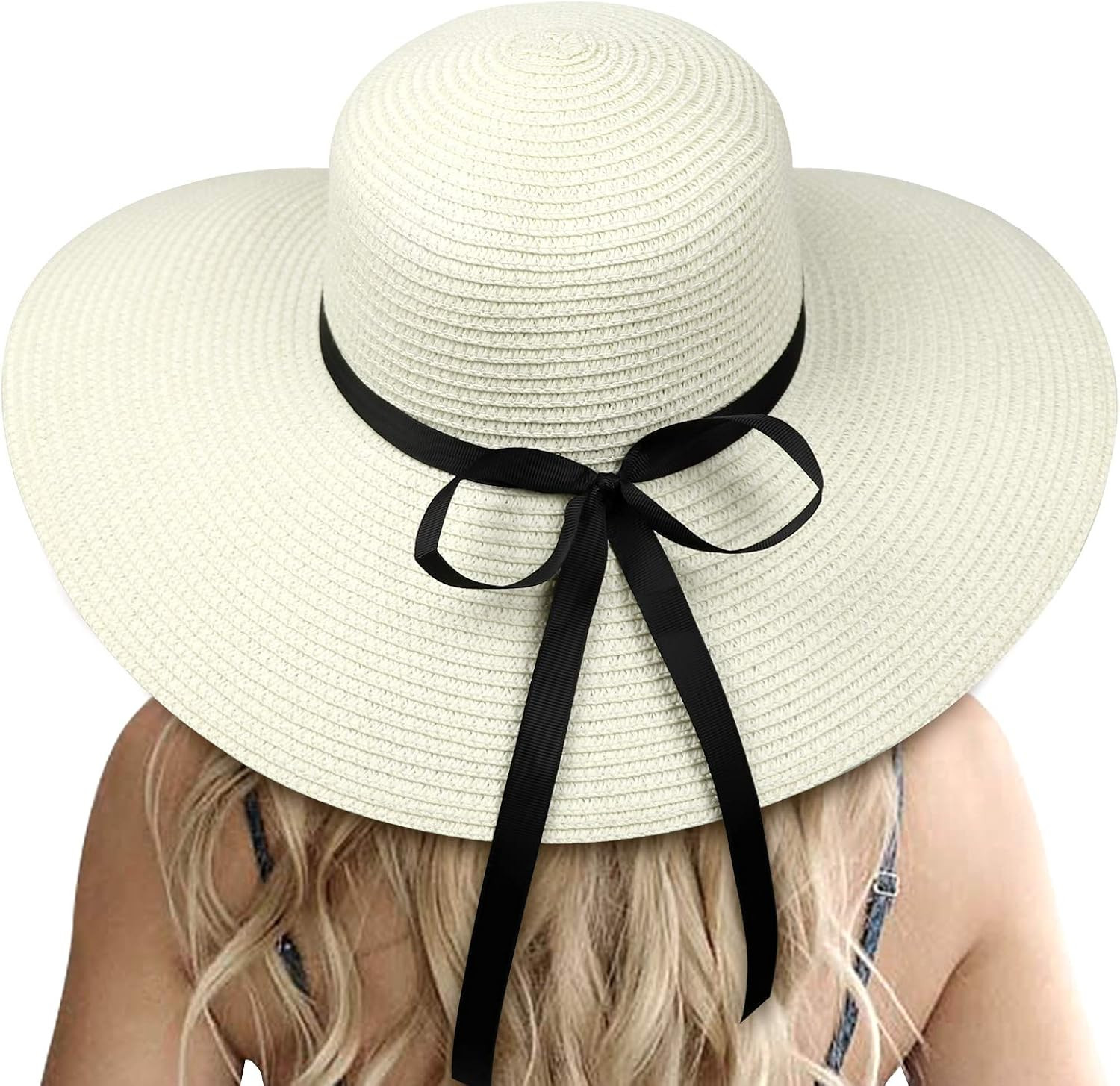 DRESHOW Womens Bowknot Straw Hat Foldable Beach Sun Hat Roll up UPF 50+ | Amazon (US)