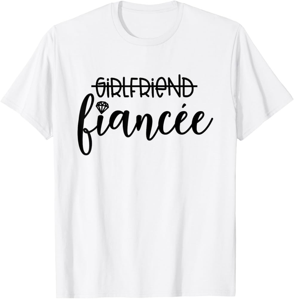 Girlfriend Fiancée Engagement Engaged Couple Matching T-Shirt | Amazon (US)