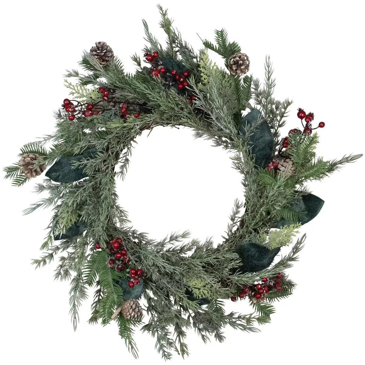 Northlight Mixed Foliage and Iced Berries Artificial Christmas Wreath, 26-Inch, Unlit | Target