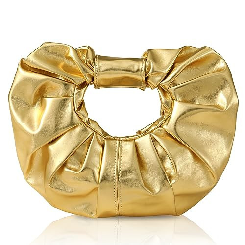 JENSVOIR Clutch Purse for Women - Gold Evening Clutch PU Leather Pleated Bag Designer Purse for Party Prom Wedding | Amazon (US)