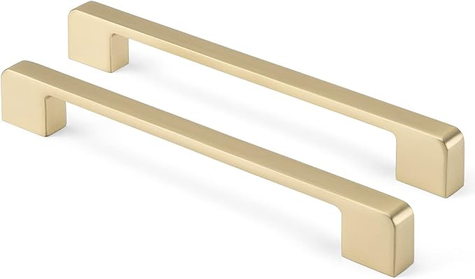 Rergy 10 Pack Golden Cabinet Handles Brushed Brass Cabinet Pulls Drawer Pulls 7-1/2 Center to Cen... | Amazon (US)